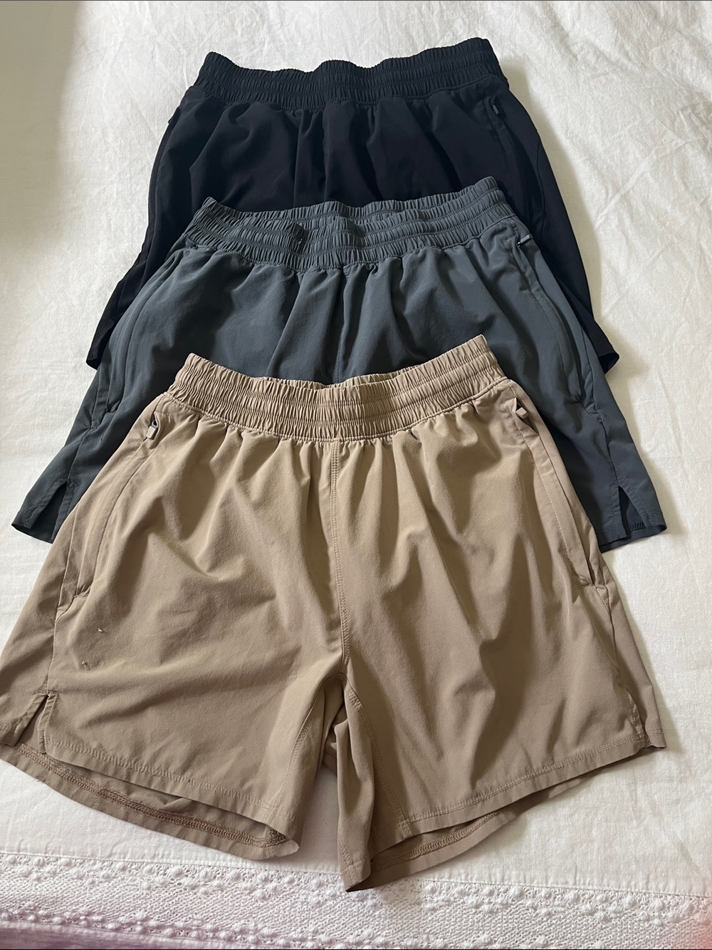 Lot of 3 All in Motion Shorts with Zippered Pockets & Elastic Waist, Size Small